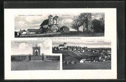 AK Fuchsmühl, Gasthaus - Brauerei Lindner Mit Geschäftshaus Bauer Und Schulhaus, Kriegerdenkmal, Mariahilfberg  - Other & Unclassified