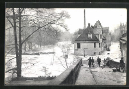 AK Nürnberg, Hochwasser-Katastrophe 1909, Die überflutete Agnesbrücke Im Winter  - Inondazioni