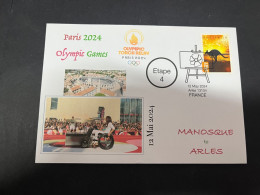 12-5-2024 (5 Z 2) Paris Olympic Games 2024 - Torch Relay (Etape 4) In Arles (12-5-2024) With OZ Stamp - Estate 2024 : Parigi