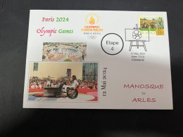 12-5-2024 (5 Z 2) Paris Olympic Games 2024 - Torch Relay (Etape 4) In Arles (12-5-2024) With OZ Stamp - Sommer 2024: Paris