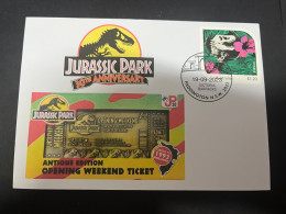 13-5-2024 (45 Z 2) Australian Personalised Stamp Isssued For Jurassic Park 30th Anniversary (Dinosaur) - Prehistorics