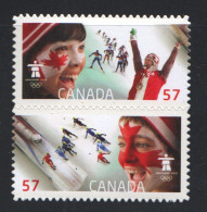 2010 Olympic Spirit Crosscountry Ski, Bobsled  Se-tenant Pair From Booklet  Sc 2375a MNH - Neufs