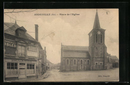 CPA Andeville, Place De L`Eglise  - Other & Unclassified