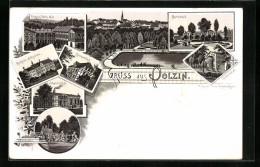 Lithographie Polzin, Marienbad, Kurhaus Bethanien, Louisenbad  - Pommern