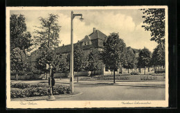 AK Polzin, Kurhaus Johannisbad, Strassenpartie  - Pommern