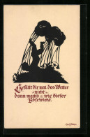 Künstler-AK Georg Plischke: Schattenbild, Kind Auf Einer Blumenwiese, Gefällt Dir Mal Das Wetter Nicht...  - Altri & Non Classificati