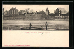 CPA Le Crotoy, Quai Leonard Et Le Passeur A Maree Basse  - Le Crotoy