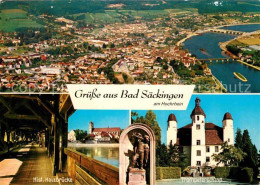 72869682 Bad Saeckingen Fliegeraufnahme Historische Holzbruecke Trompeterschloss - Bad Saeckingen