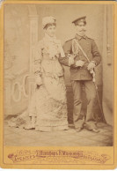 Old Cabinet Card Sliven, Bulgaria 1893.. Infantry Leutenant With A Sword. Signed And Dedicated To A Serbian Officer. - Oud (voor 1900)