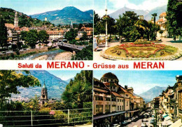 72868576 Meran Merano Teilansicht Blumenuhr Kirche Strassenpartie Merano - Autres & Non Classés