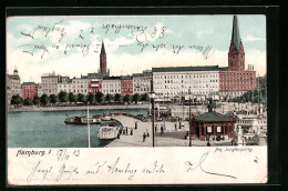 AK Hamburg-Neustadt, Boote Am Jungfernstieg, Uferpromenade Mit Kirchturm  - Mitte