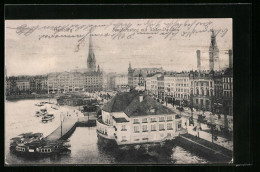 AK Hamburg-Neustadt, Ortspartie Mit Alster-Pavillon, Kirchen, Boote  - Mitte