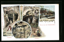 Künstler-AK Iserlohn, Dechenhöhle, Bahnhof Dechenhöhle  - Iserlohn