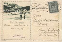 Old Postal Card Kranjska Gora, Slovenia, Kingdom Of Yugoslavia. Imprinted Stamp Coverd With Different 75para Stamp. - Other & Unclassified