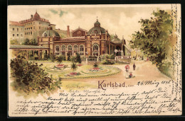 Lithographie Karlsbad, Stadt-Park  - Czech Republic