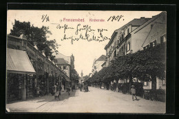 AK Franzensbad, Kirchstrasse Mit Geschäften  - Tchéquie