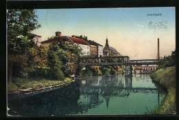 AK Jaromer, Flusspartie Mit Brücke  - Repubblica Ceca