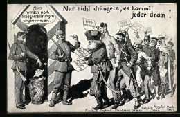 Künstler-AK Nur Nicht Drängeln,...  - War 1914-18