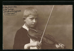 Foto-AK Junge Beim Violinenspiel  - Music And Musicians