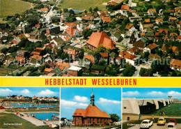 72860359 Wesselburen Fliegeraufnahme Schwimmbad Kirche Eidersperrwerk Wesselbure - Other & Unclassified