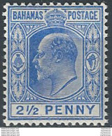 1902 Bahamas Edoardo VII 2 1/2 Sloping 2 MNH SG N. 63a - Otros & Sin Clasificación