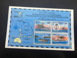 13-5-2024 (stamp) Mint (neuve) Mini-sheet - Cocos Keeling Island - HMAS Sydney V SMS Emden (WW1) - Militares