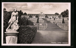 AK Potsdam, Schloss Sanssouci Mit Terrassen Und Statue  - Autres & Non Classés