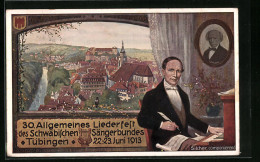 Künstler-AK Ganzsache PP27C186 /03: Tübingen, 30. Allgem. Liederfest Des Schwaäb. Sängerbundes 1913, Komponist Sil  - Briefkaarten