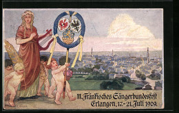 Künstler-AK Ganzsache Bayern PP15C160 /02: Erlangen, 11. Fränkisches Sängerbundesfest 1909  - Tarjetas