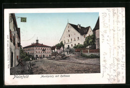 AK Pleinfeld, Marktplatz Mit Rathaus Und Gasthaus Stern Mit Leuchtenden Fenstern  - Autres & Non Classés