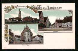 AK Langenau / Württ., Partie Bei Der Kirche Mit Rathaus Und Marktplatz  - Andere & Zonder Classificatie