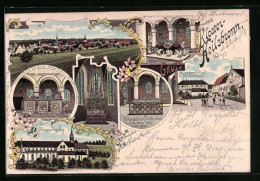 Lithographie Heilsbronn, Kloster Mit Hohenzollern-Denkmal  - Autres & Non Classés