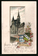 Passepartout-Lithographie Ansbach, St. Johanniskirche, Wappen  - Sonstige & Ohne Zuordnung