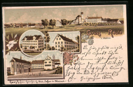 Lithographie Reute A. Waldsee, St. Joseph Und St. Elisabeth, Totalansicht  - Bad Waldsee