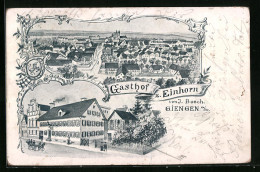 Lithographie Giengen A. Br., Gasthof Z. Einhorn, Gesamtansicht  - Autres & Non Classés