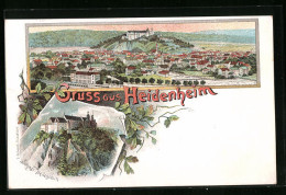 Lithographie Heidenheim, Totalansicht Mit Schloss Hellenstein  - Heidenheim