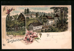 Lithographie Wildbad B. Burgbernheim, Teufels Häuschen, Ortspartie  - Sonstige & Ohne Zuordnung