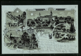 Mondschein-Lithographie Buxheim, Gräfliches Bräuhaus, Schlosshof, Panorama  - Otros & Sin Clasificación