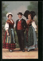 AK Damen Und Ein Herr In Elsass-lothringische Tracht, Costumes Alsaciens-Lorrains  - Trachten