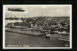 AK Friedrichshafen I. B., Zeppelin Mit Hafenmole  - Dirigeables