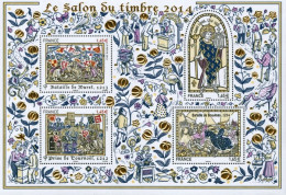 FRANCE 2014 INTERNATIONAL STAMP EXHIBITION SALON DU TIMBRE 2014 PARIS FRANCE GOLD FOILED UNUSUAL MINIATURE SHEET MS MNH - Unused Stamps