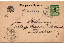 64295 - Altdeutschland / Bayern - 1896 - 5Pfg GASoKte Landesausstellung SoStpl NUERNBERG - LANDESAUSSTELLUNG -> DRESDEN - Briefe U. Dokumente