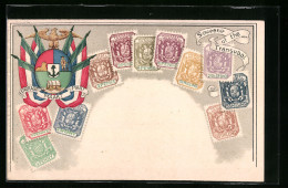 Präge-AK Briefmarken Mit Wappen Aus Transvaal  - Briefmarken (Abbildungen)