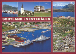 72580130 Sortland Vesteralen Fliegeraufnahmen Hafen Kirche Sortland - Norway