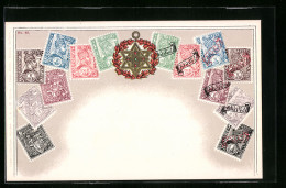 AK Briefmarken Und Wappen Von Äthiopien  - Briefmarken (Abbildungen)