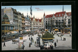 AK Berlin, Partie Vom Spittelmarkt, Litfasssäule, Strassenbahn  - Strassenbahnen