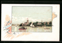 Lithographie Hamburg-Uhlenhorst, Schiffe Auf Dem Fluss  - Nord