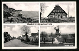 AK Bliesdorf /Kr. Oldenburg, Steilküste, Gemeindehaus Und Brodauer Mühle  - Oldenburg (Holstein)