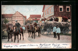 AK Hessischer Brautwagen Mit Pferden  - Costumes