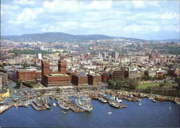 72576575 Oslo Norwegen Radhuset Havna City Hall Harbour Aerial View Oslo - Norvège